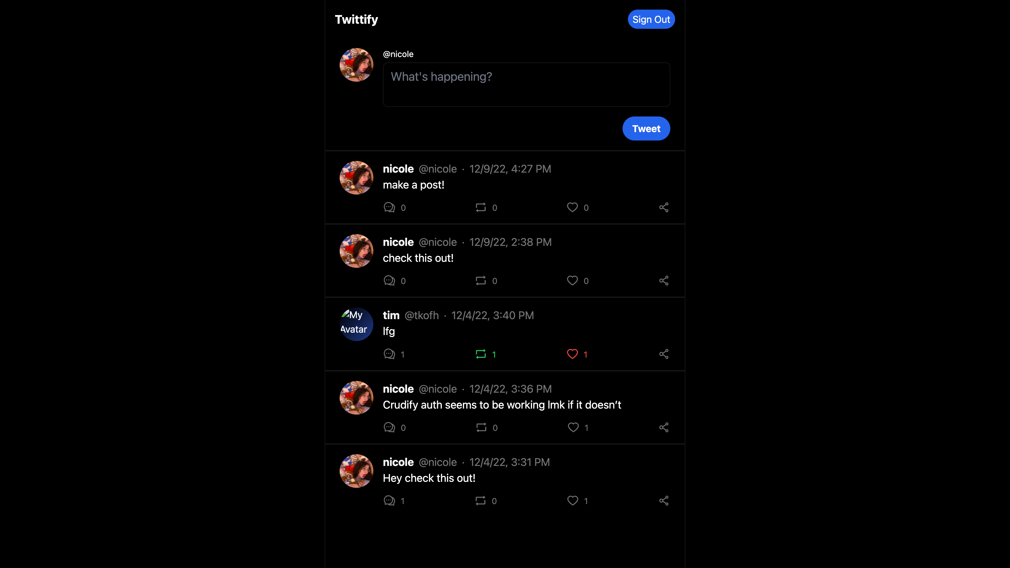 Screenshot of Twittify